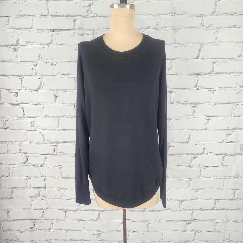 Athleta Sweatshirt Womens M Black Mindset Jersey Knit Pullover Loungewear Comfy - Picture 1 of 7